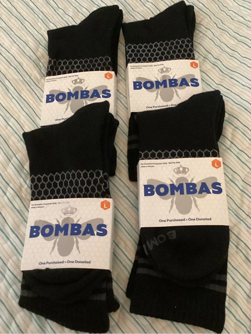 Bombas Men's Black Solid Half Calf Sock 4-Pack - NEW Sz 9-13 Large